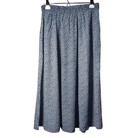 The Vermont Country Store Vintage Floral Midi Skirt Medium Navy Blue Cottagecore - Picture 5 of 8